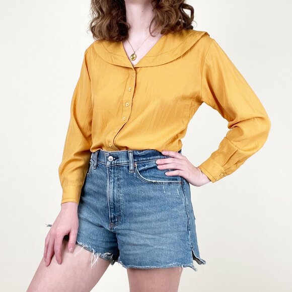 Vintage European Peter Pan Sailor Collar Blouse Shirt Peasant Cottagecore Boho - Picture 5 of 7